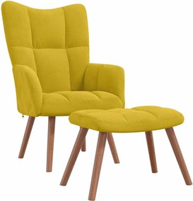 vidaXL Πολυθρόνα Relax Κίτρινη Μουσταρδί Βελούδινη με Σκαμπό