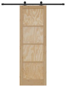 vidaXL Συρόμενη Πόρτα με Σετ Εξαρτημάτων 78x232 εκ. Στερεό Ξύλο Πεύκου