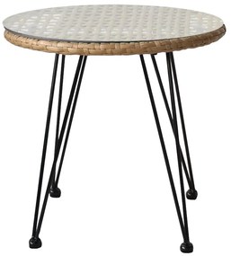 Τραπέζι Κήπου ArteLibre EUSEBIO Φυσικό/Μαύρο Μέταλλο/Rattan Φ45x40cm-14510012