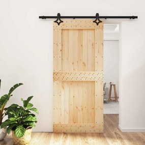 vidaXL Συρόμενη Πόρτα Φυσικό και Μαύρο 95 x 210 cm