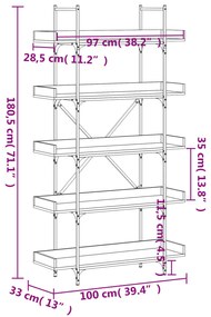 ΒΙΒΛΙΟΘΗΚΗ 5 ΕΠΙΠΕΔΩΝ ΚΑΦΕ ΔΡΥΣ 100X33X180,5 ΕΚ. ΕΠΕΞΕΡΓ. ΞΥΛΟ 837701