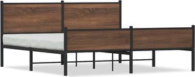 vidaXL Σκελετός Κρεβ. Χωρίς Στρώμα Καφέ Δρυς 180x200 εκ. Μεταλλικό