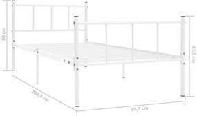 vidaXL Πλαίσιο Κρεβατιού Λευκό 90 x 200 εκ. Μεταλλικό