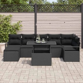 vidaXL Σετ Καναπέ Κήπου με αποθήκευση 8 pcs Μαύρο Πολυ ράταν