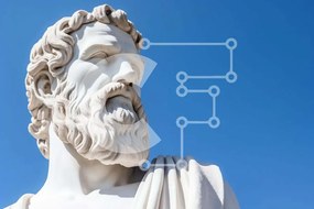 Intra Συλλεκτικό Ξύλινο Παζλ Plywood  4mm - Λευκό άγαλμα του Σωκράτη ενάντια στο Blue Sky Σε Ξύλινο Κουτί - Διαστάσεις Puzzle: 10x10 cm – 25 κομμάτια