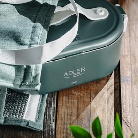 Ηλεκτρικό κουτί φαγητού Adler AD 4522, 45W, 0.8 l, Μέχρι 70C, Δοχείο από ανοξείδωτο ατσάλι, Θερμοσακούλα, Πράσινο