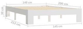 Πλαίσιο Κρεβατιού Λευκό 140 x 200 εκ. από Μασίφ Ξύλο Πεύκου - Λευκό