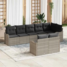 vidaXL Σετ Καναπέ Κήπου με μαξιλάρι 8 pcs Ανοιχτό γκρι Πολυ ράταν
