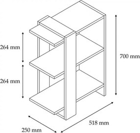 Βιβλιοθήκη Δρυς / Ανθρακί OVA 51,8x25x70