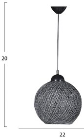 ΦΩΤΙΣΤΙΚΟ ΟΡΟΦΗΣ ΕΣΩΤΕΡΙΚΟΥ ΧΩΡΟΥ ΚΡΕΜΑΣΤΟ ΑΠΟ ΣΧΟΙΝΙ ΜΑΥΡΟ ΓΚΡΙ HM7645.02 22x18x20 εκ.