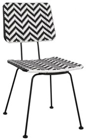 Καρέκλα ALLEGRA C5693 Μεταλλική με Wicker Μαύρο - Λευκό 46x56x88Υ εκ. 46x56x88 εκ.