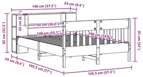 ΚΡΕΒΑΤΙ ΒΙΒΛΙΟΘΗΚΗ ΧΩΡΙΣ ΣΤΡΩΜΑ 140X190 ΕΚ ΜΑΣΙΦ ΞΥΛΟ ΠΕΥΚΟΥ 3323190