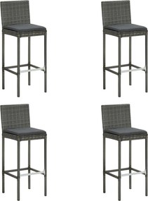 vidaXL Σετ Επίπλων Μπαρ Κήπου 5 Τεμαχίων Γκρι με Μαξιλάρια