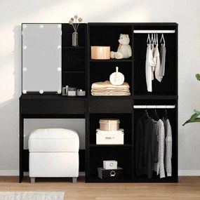 Σετ Τραπέζι Μακιγιάζ LED με ράφι Μαύρη Οξυά 140 x 40 x 140 εκ