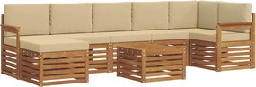 vidaXL Σειρά Καναπέ Εξωτερικού με μαξιλάρι 8 pcs Φυσικό και Μπεζ