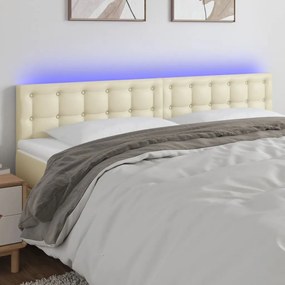 vidaXL Κεφαλάρι Κρεβατιού LED Κρεμ 200x5x78/88 εκ. από Συνθετικό Δέρμα