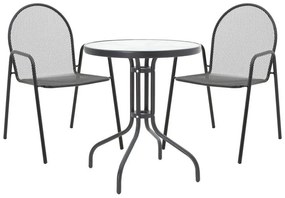 Σετ Κήπου Τραπεζαρία Watson - Tarete 3 τεμ Μαύρο Μέταλλο 60x60x70 εκ.