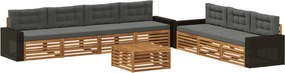 vidaXL Σειρά Καναπέ Εξωτερικού 8 pcs Φυσικό και Ανθρακί