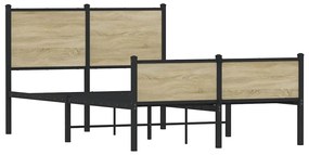 vidaXL Σκελετός Κρεβ. Χωρίς Στρώμα Sonoma Δρυς 120x190 εκ. Μεταλλικό