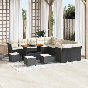vidaXL Σετ Καναπέ Κήπου 14 pcs Μαύρο συνθετικό ρατάν