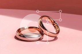 Intra Συλλεκτικό Ξύλινο Παζλ Plywood 4mm - Κομψή εικόνα δύο χρυσών βέρες σε ροζ φόντο Σε Ξύλινο Κουτί - Διαστάσεις Puzzle: 10x10 cm – 25 κομμάτια