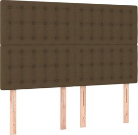 vidaXL Κρεβάτι Boxspring με Στρώμα Σκούρο Καφέ 140x190 εκ. Υφασμάτινο
