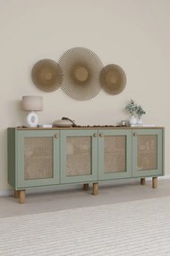 Stewehome Κονσόλα Bohem με PVC ψάθα 4 θυρών 180x40x75 cm