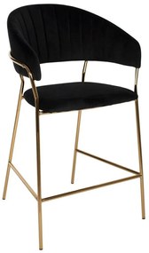 Σκαμπώ Μπαρ Μεσαίου Ύψους Theodore HM8734.04 60x55x100cm Black-Gold Βελούδο, Μέταλλο