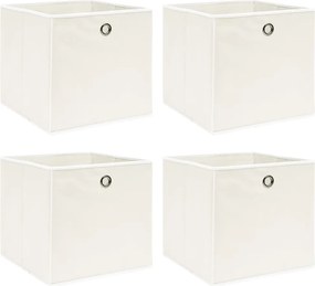 vidaXL Κουτιά Αποθήκευσης 4 τεμ. Λευκά 32 x 32 x 32 εκ. Υφασμάτινα
