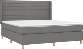 vidaXL Κρεβάτι Boxspring με Στρώμα Σκούρο Γκρι 180x200 εκ Υφασμάτιν