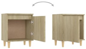 vidaXL Κομοδίνο Sonoma Δρυς 40 x 30 x 50 εκ. με Μασίφ Ξύλινα Πόδια