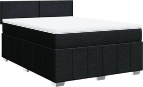 vidaXL Κρεβάτι Boxspring με Στρώμα Μαύρο 140x190 εκ. Υφασμάτινο