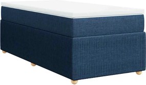 vidaXL Κρεβάτι Boxspring με Στρώμα Μπλε 90x200 εκ.Υφασμάτινο