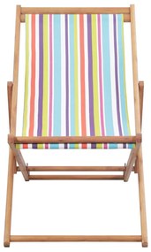 vidaXL Σεζλόνγκ Πτυσσόμενη Πολύχρωμη Υφασμάτινη / Ξύλινος Σκελετός