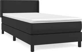 vidaXL Κρεβάτι Boxspring με Στρώμα Μαύρο 90x190εκ. από Συνθετικό Δέρμα