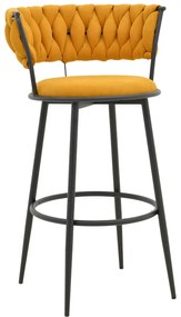 Σκαμπό μπαρ Alkia I pakoworld ύφασμα σε κίτρινη απόχρωση- πόδι μαύρο μέταλλο 50x56x95εκ