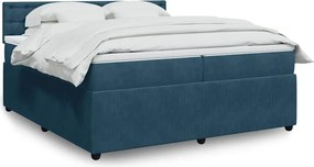 vidaXL Κρεβάτι Boxspring με Στρώμα Μπλε 200x200 εκ. Βελούδινο