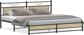 vidaXL Σκελετός Κρεβ. Χωρίς Στρώμα Sonoma Δρυς 193x201 εκ. Μεταλλικό