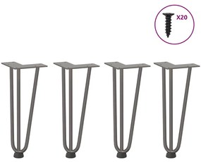 Πόδια Φουρκέτας για Τραπεζάκι Σαλονιού 4 τεμ. από Φυσικό Ατσάλι 30 εκ. από Μασίφ Ατσάλι