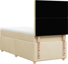 vidaXL Κρεβάτι Boxspring με Στρώμα Κρεμ 90x200 εκ.Υφασμάτινο