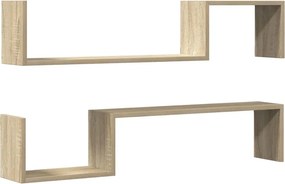 vidaXL Ραφιέρες Τοίχου 2 τεμ Sonoma Δρυς 100 x 15 x 50 εκ. Επεξ. Ξύλο