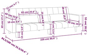 Καναπές Κρεβάτι Διθέσιος Μπλε Βελούδινος με 2 Μαξιλάρια - Μπλε