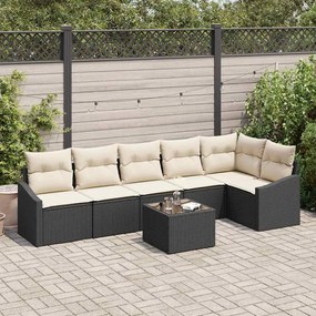 vidaXL Σέτ φαγητού για κήπο με μαξιλάρι 7 pcs Καφέ, Κρέμα