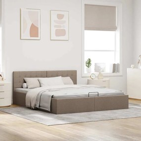 vidaXL Πλαίσιο Κρεβατιού με Αποθηκ. Χώρο Taupe 180x200 εκ. Υφασμάτινο