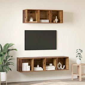 vidaXL Σετ Τηλεοπτικού Κάδου 2 pcs Παλαιό ξύλο 37 x 37 x 142.5 εκ