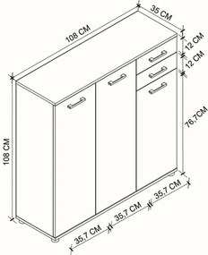 Παπουτσοθήκη - Ντουλάπι Polly Megapap χρώμα pine oak 108x35x108εκ.