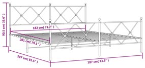 Πλαίσιο Κρεβατιού με Κεφαλάρι&amp;Ποδαρικό Λευκό 180x200εκ. Μέταλλο - Λευκό