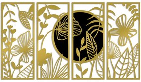 Διακοσμητικό Τοίχου Alba (Σετ 4Τμχ) 891TNL3595 29x68cm Black-Gold Wallity Μέταλλο,Ξύλο