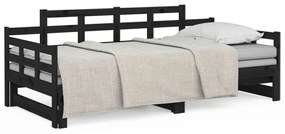 vidaXL Καναπές Κρεβάτι Συρόμενος Μαύρος 2x(90x190) εκ. Μασίφ Πεύκο