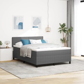vidaXL Κρεβάτι με Βάση και Στρώμα & Φως LED Γκρι 140x200 cm Ύφασμα Κορδούρα